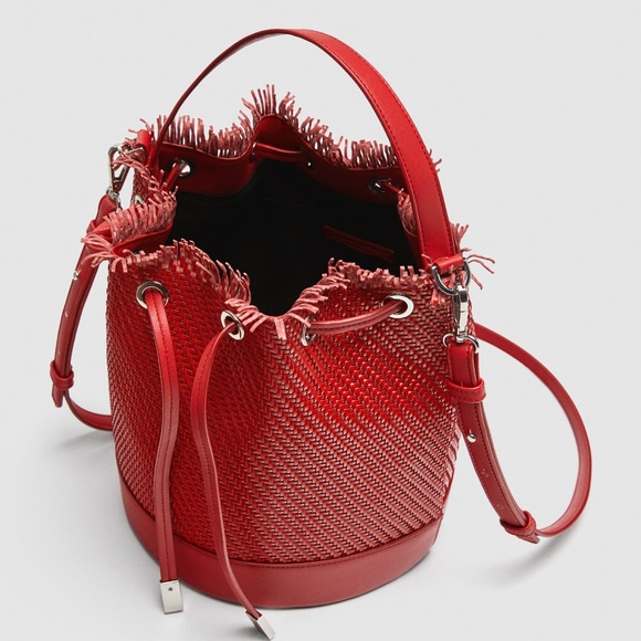 [LAST] NWT Zara Red Braided Bucket Bag - Picture 3 of 8
